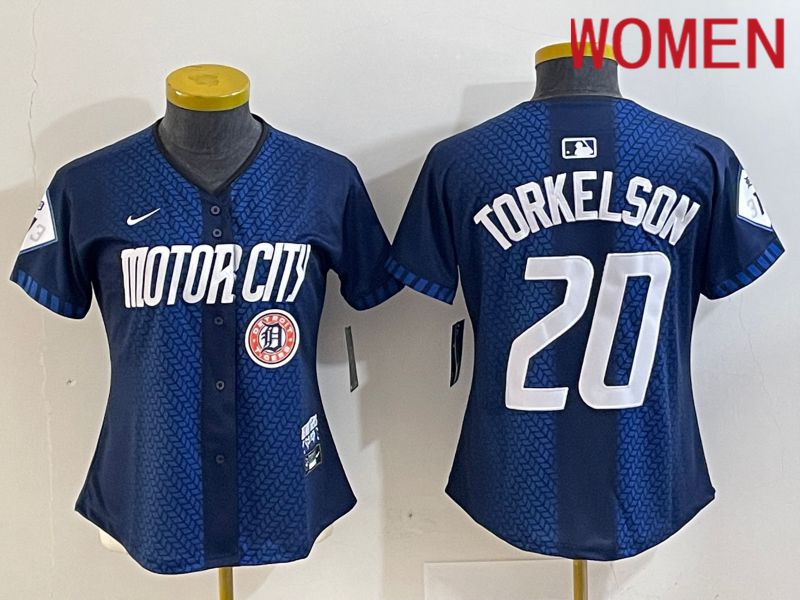 Women Detroit Tigers #20 Torkelson Blue City Edition Nike 2024 MLB Jersey style 4